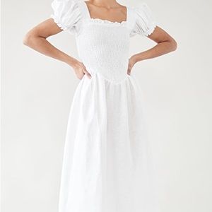 Daily Sleeper Linen Belle Dress Size Small White